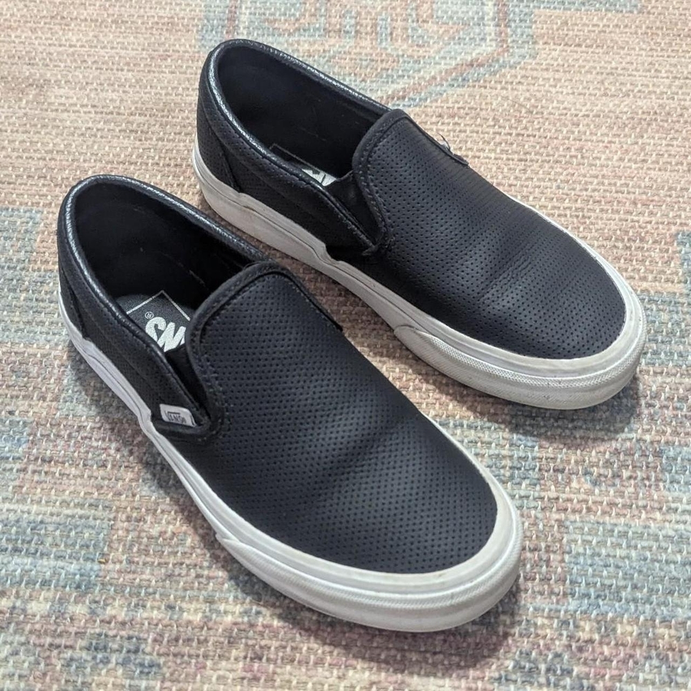 Vans Classic Slip Ons Black Perforated Leather